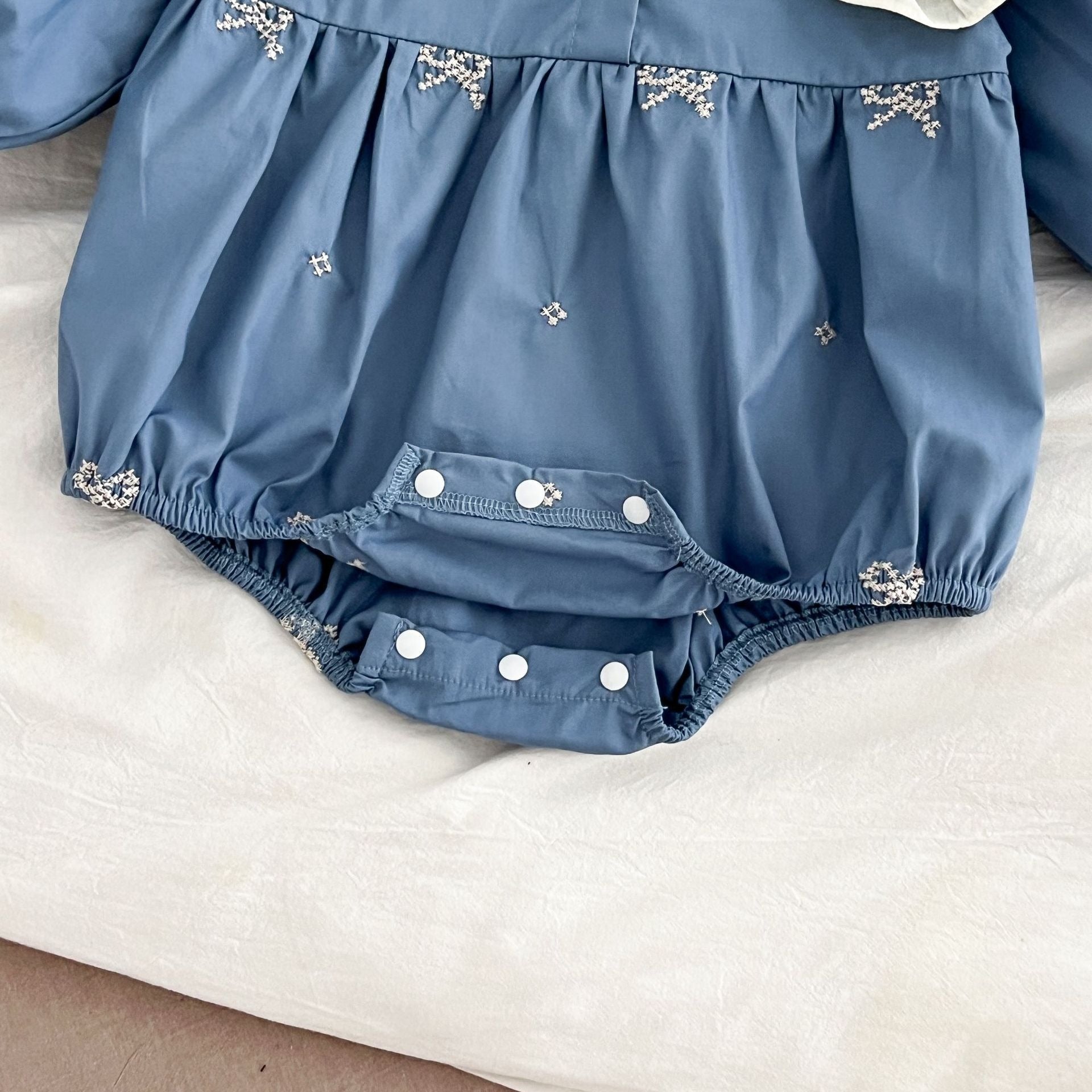 Ice Blue Aesthetic Baby Girls Balloon Romper
