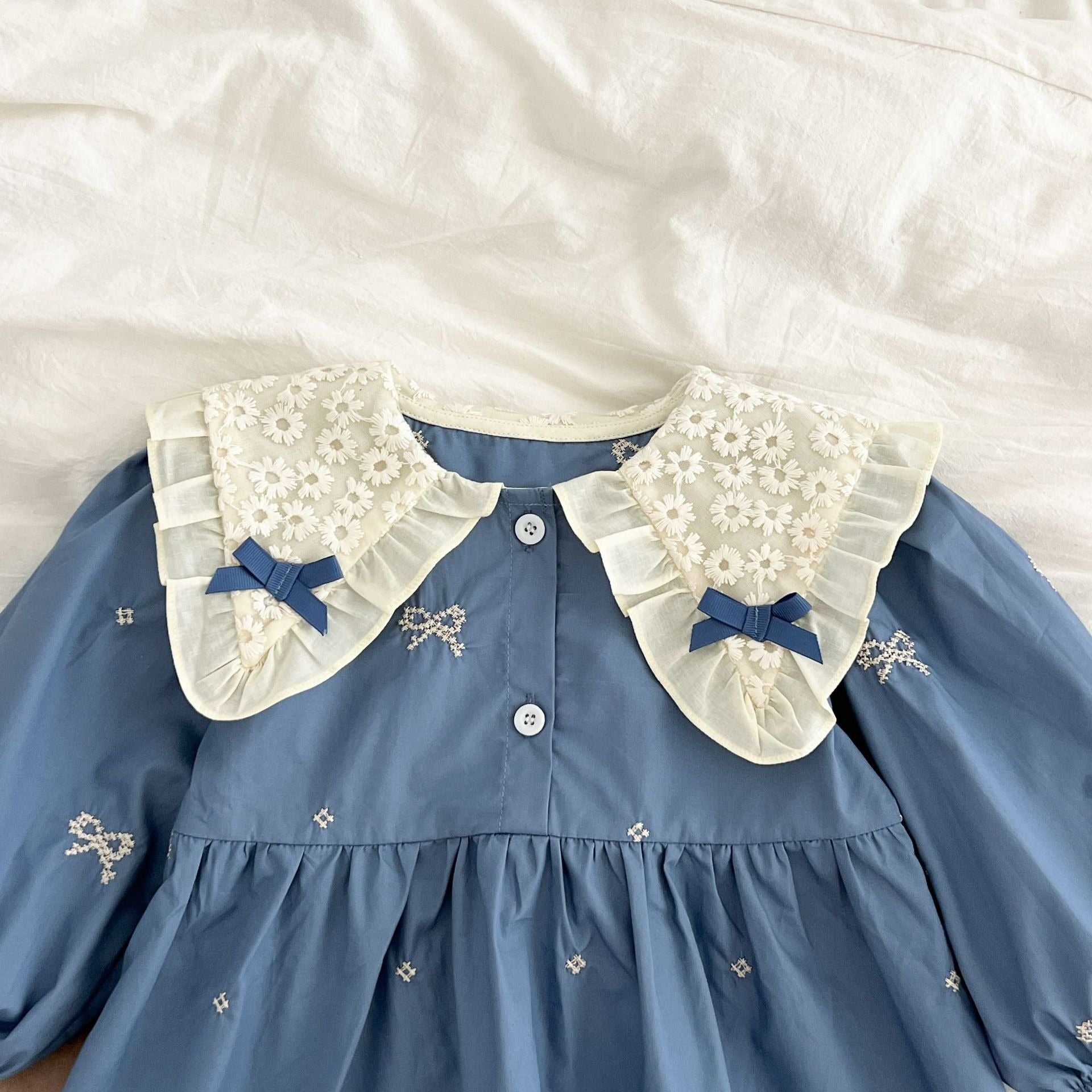 Ice Blue Aesthetic Baby Girls Balloon Romper