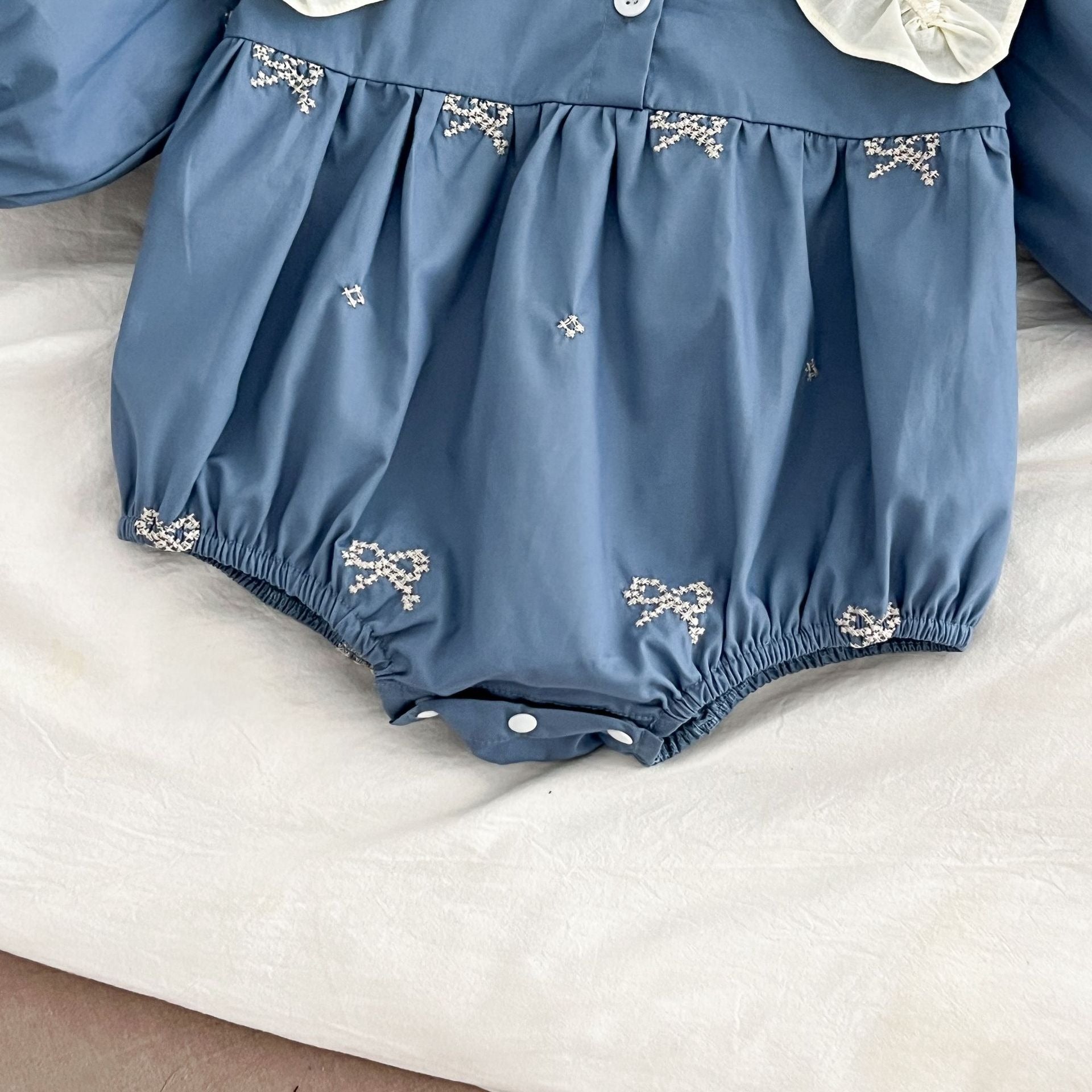 Ice Blue Aesthetic Baby Girls Balloon Romper