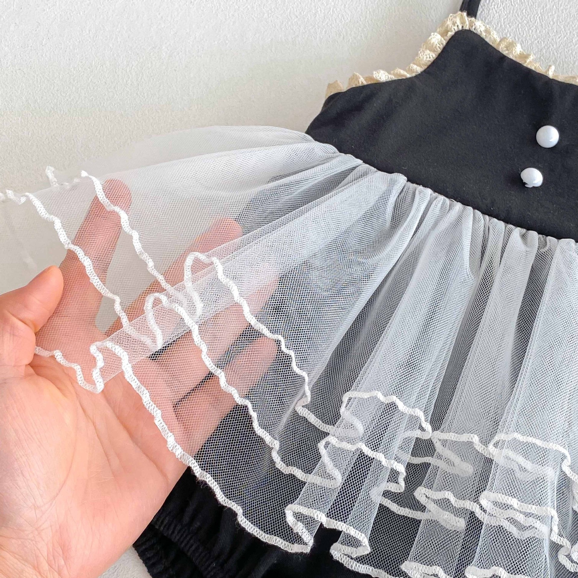 Alina Baby Girls Black Twirl Romper Dress