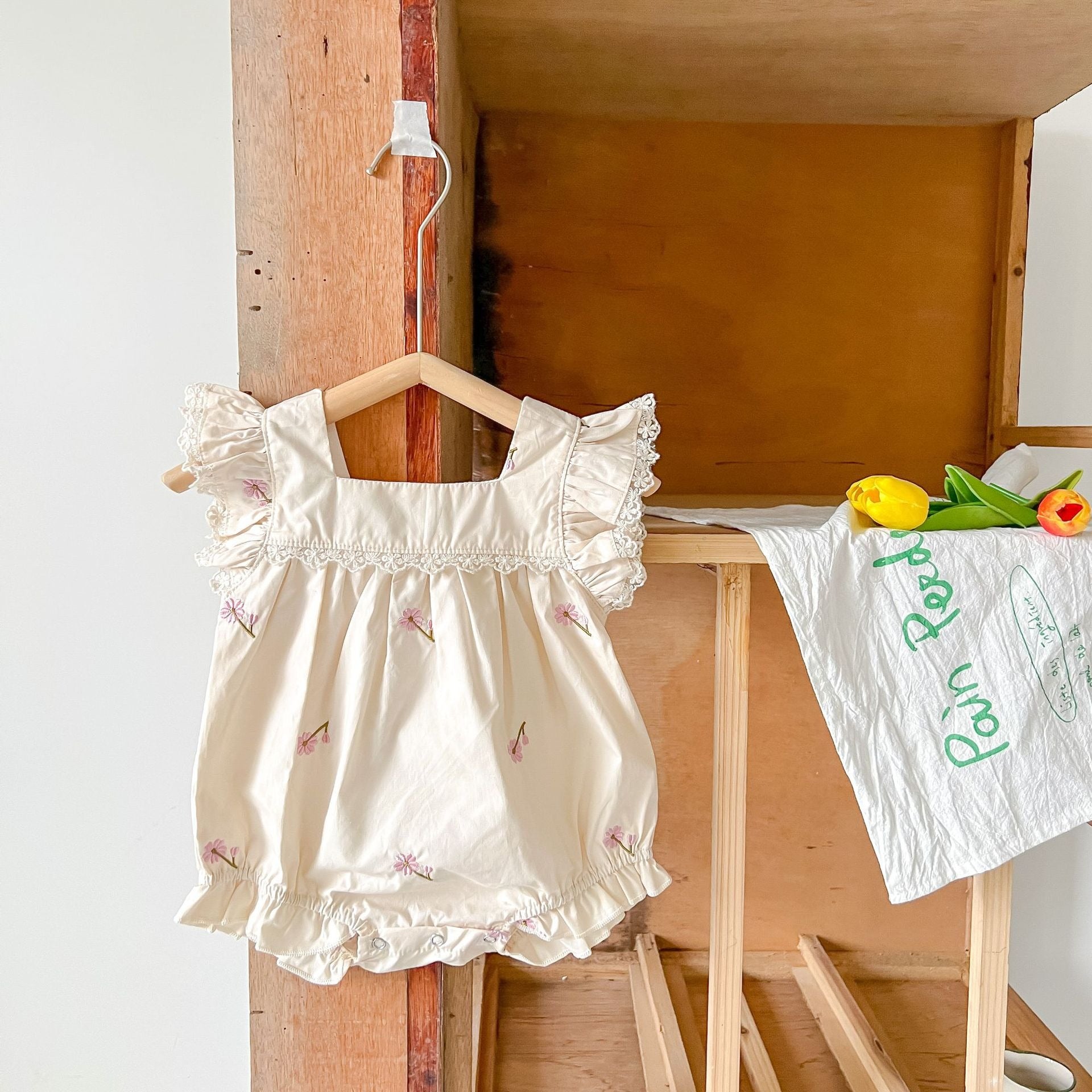 White Lace Baby Girls Romper