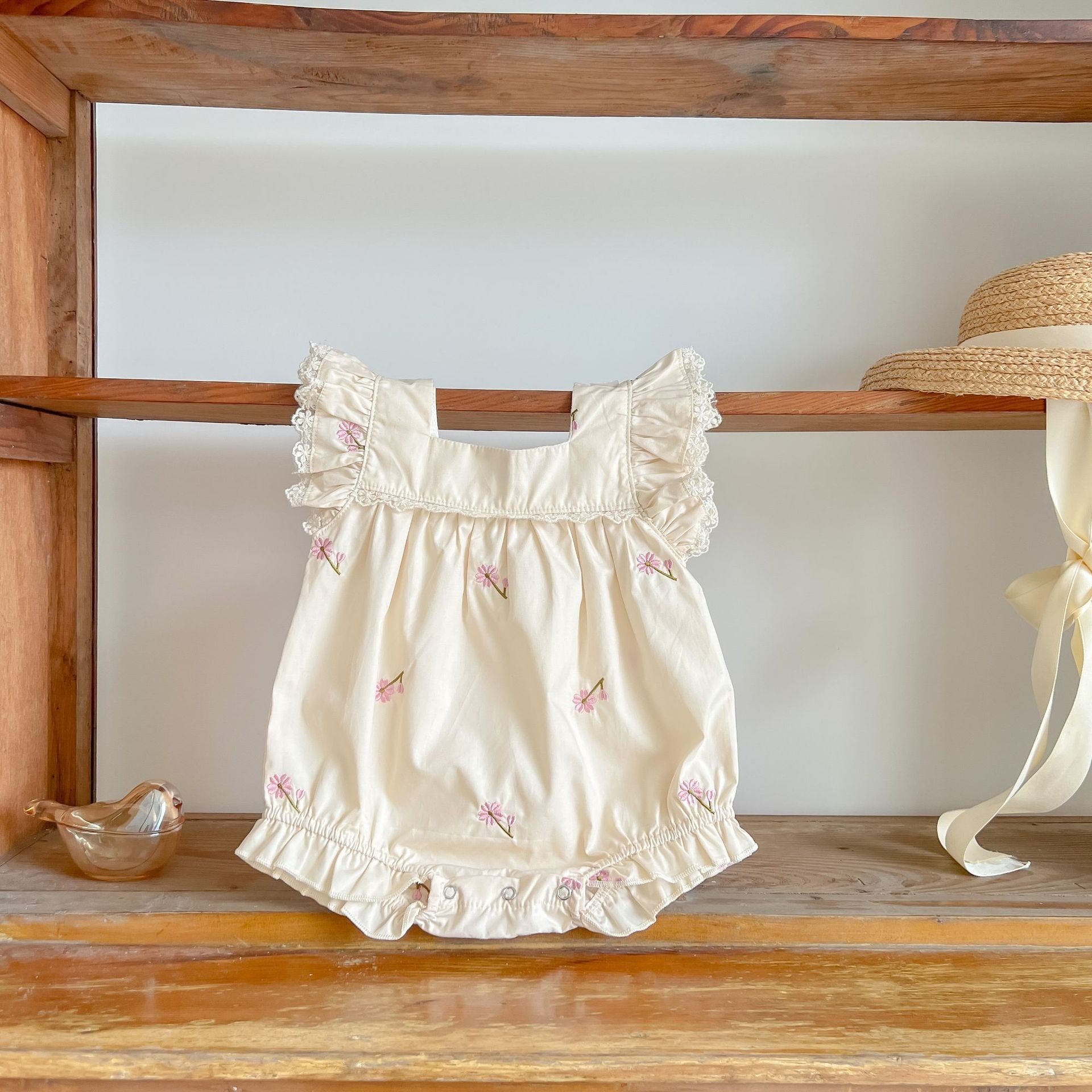 White Lace Baby Girls Romper