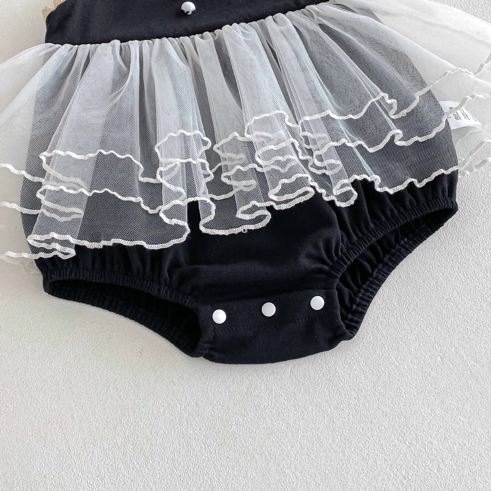 Alina Baby Girls Black Twirl Romper Dress