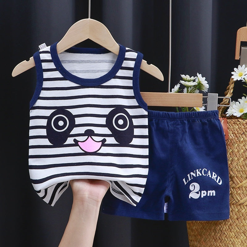 Panda Striped Boys Clothing Set