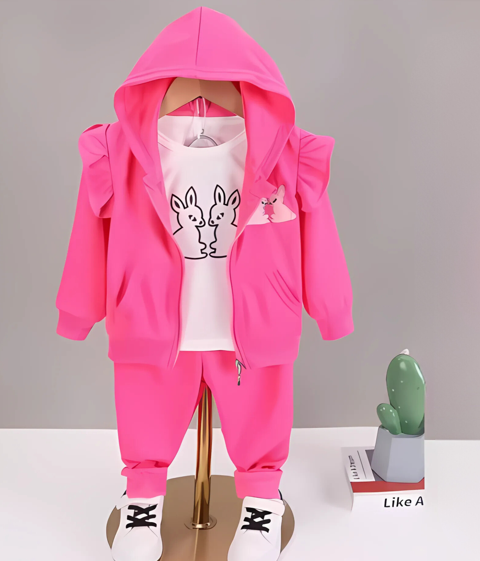 Pink Hoodie Cutie Girls Set