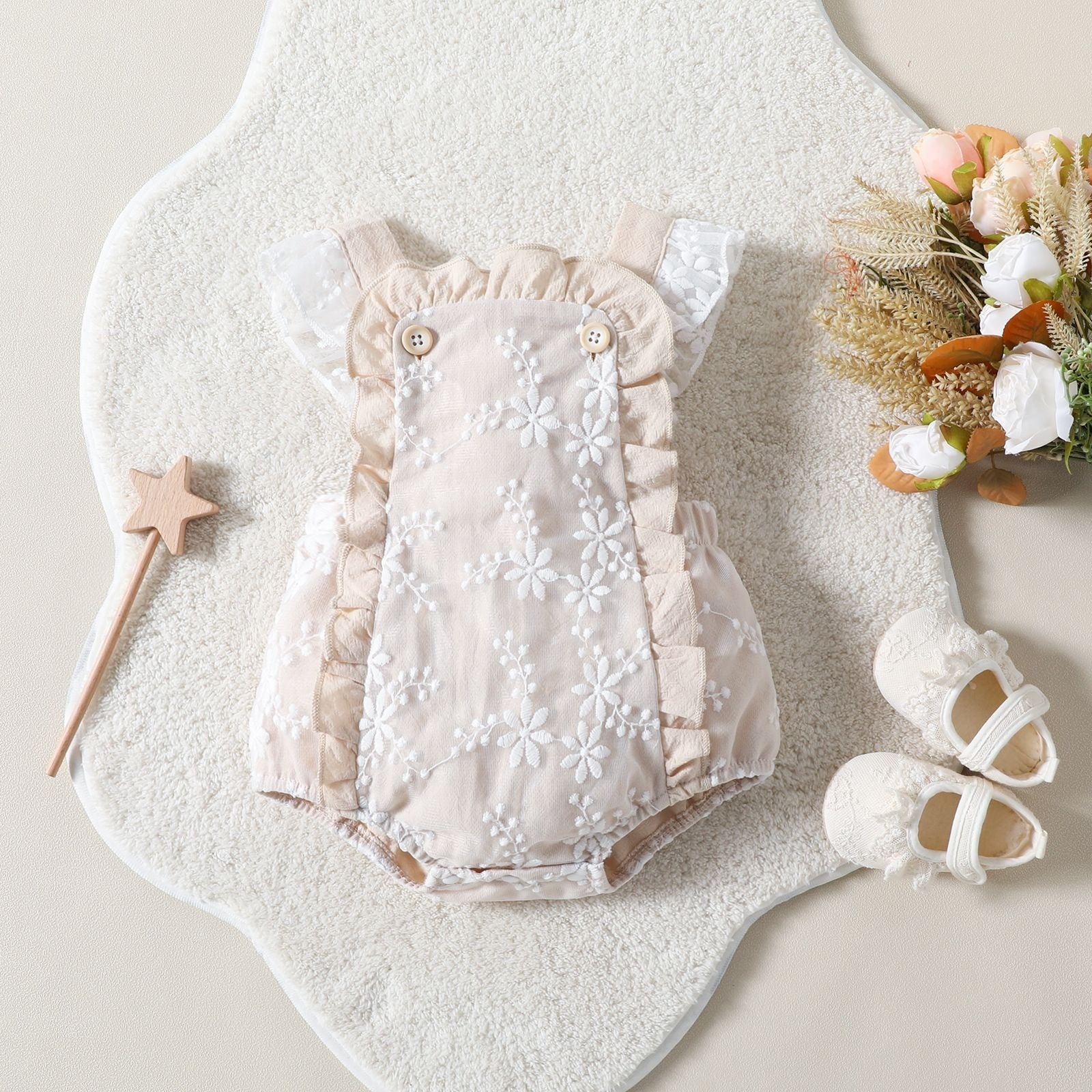 Pixie Embroidered Girls Party Romper