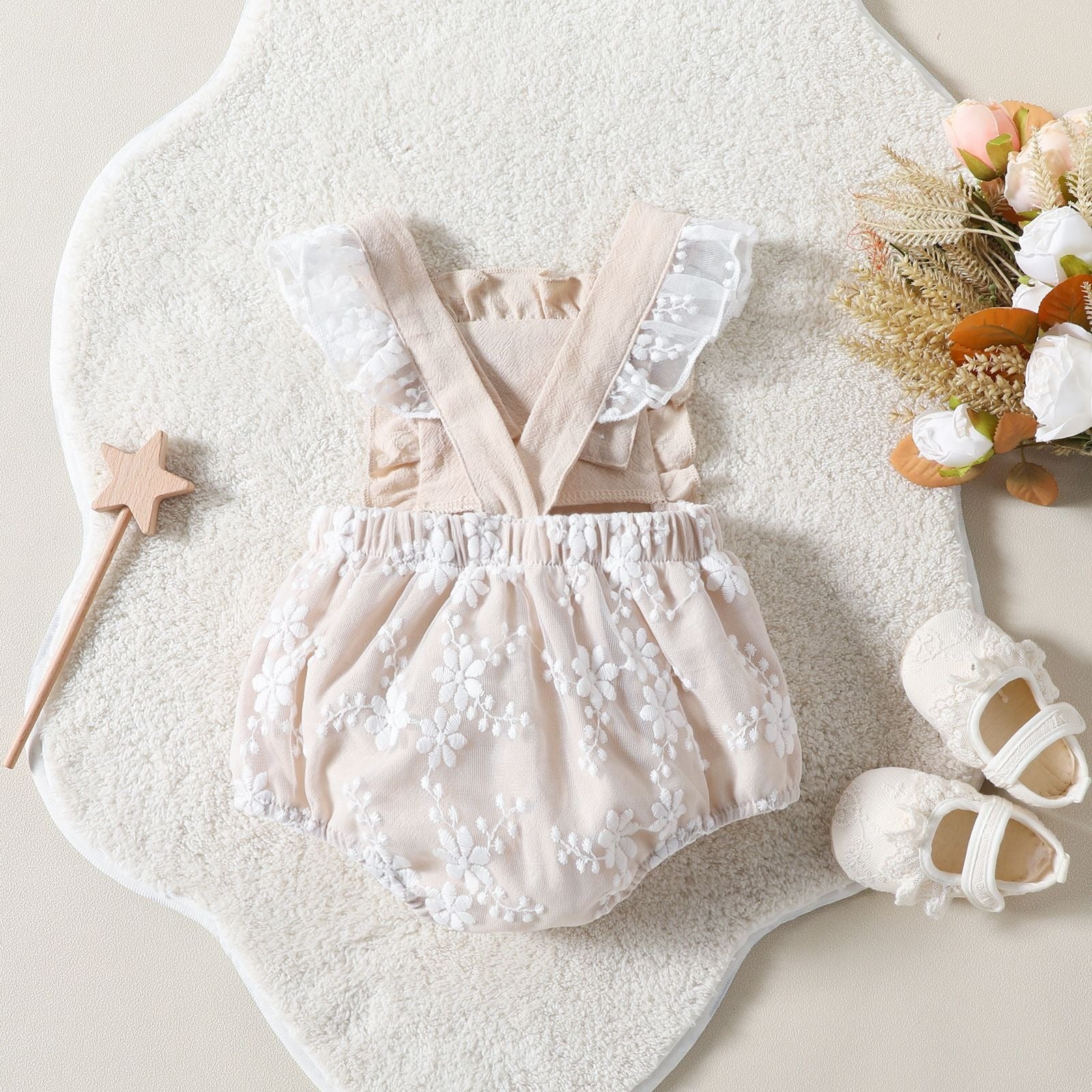 Pixie Embroidered Girls Party Romper