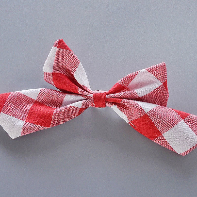 Noa Plaid Baby Girls Princess Romper with Bow Pin