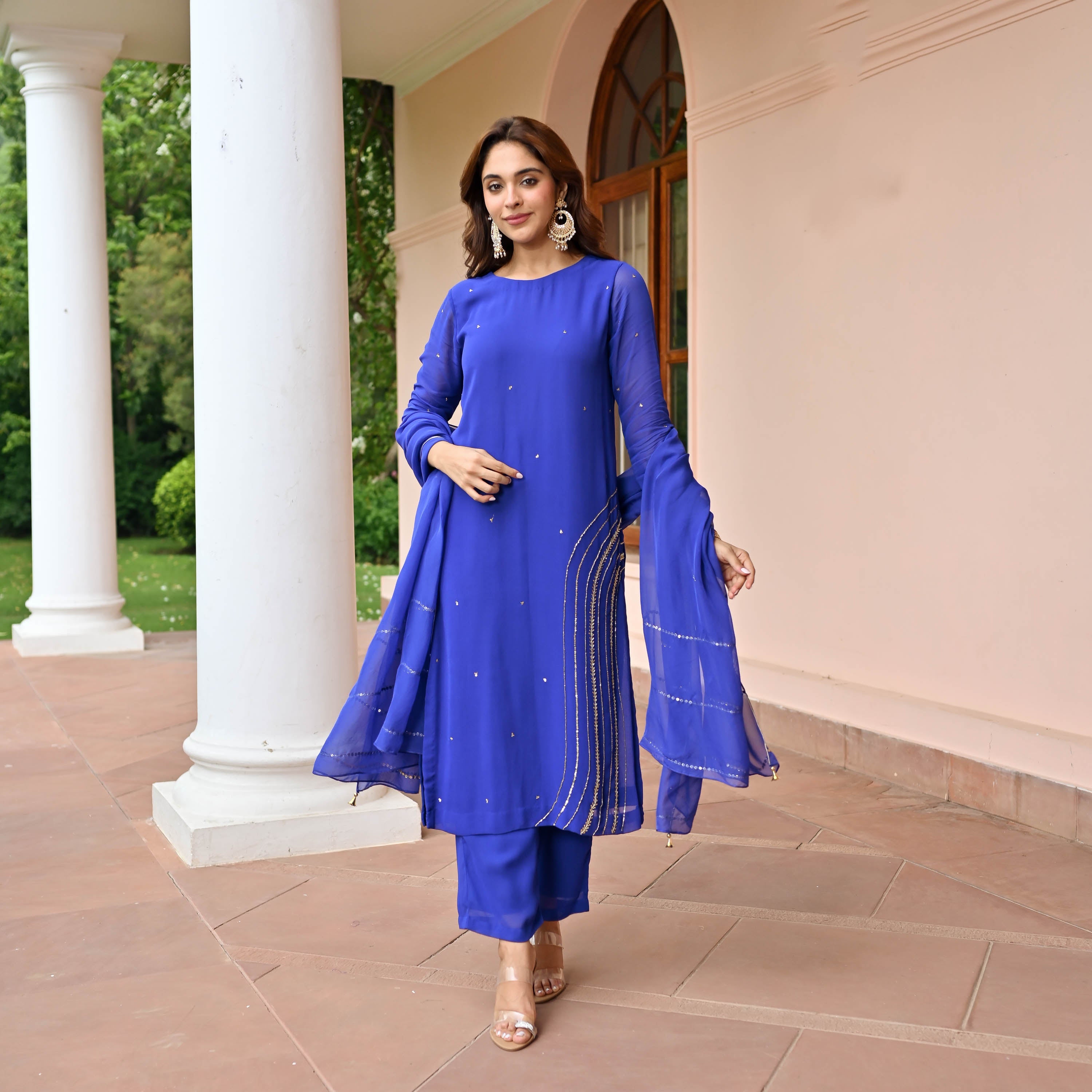 Blue Bliss Georgette Suit Set