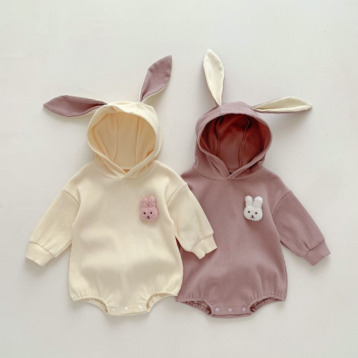 Rabbit Tail Hooded Baby Boys and Girls Onesie