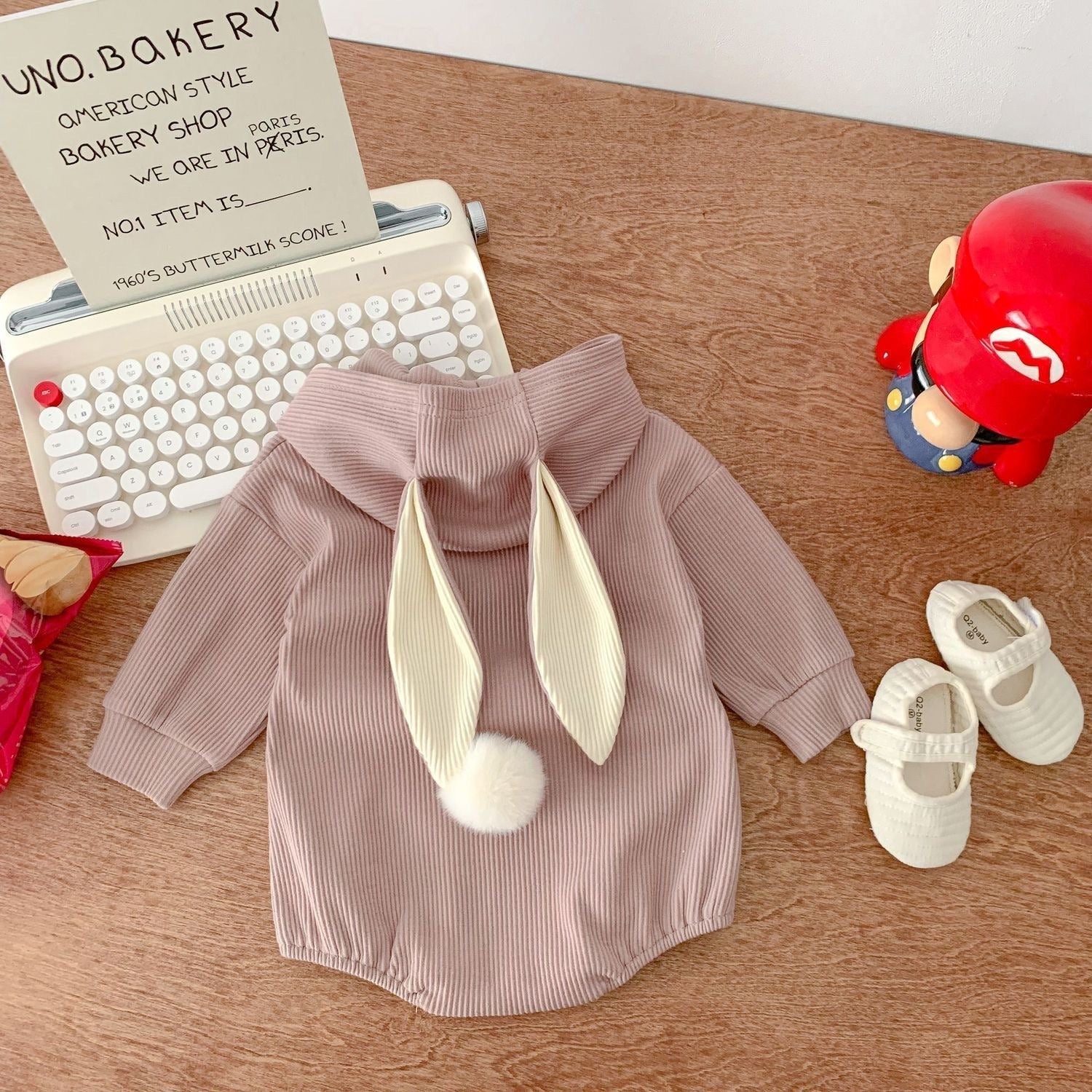 Rabbit Tail Hooded Baby Boys and Girls Onesie