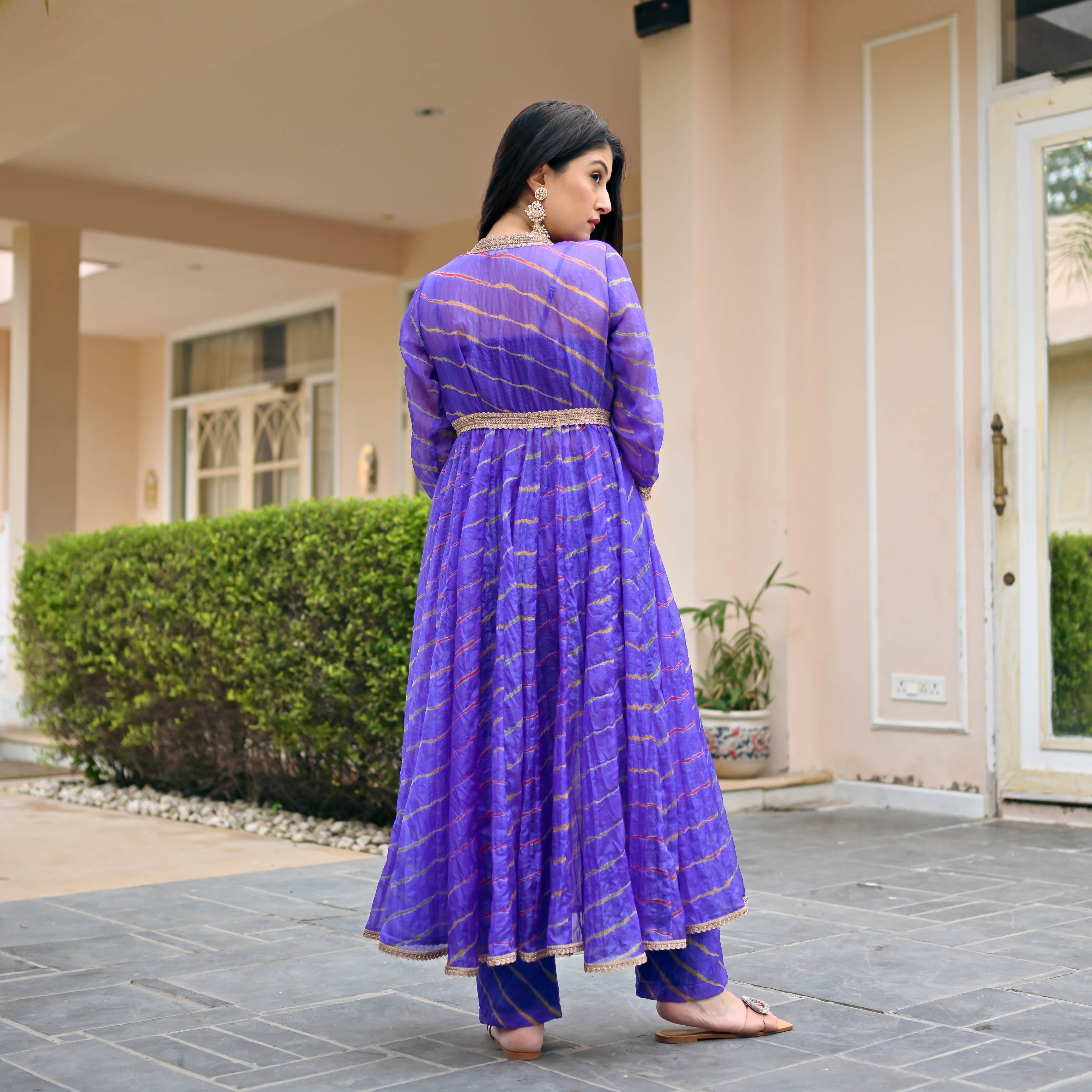 Bunaai Purple Leheriya 3 Piece Set