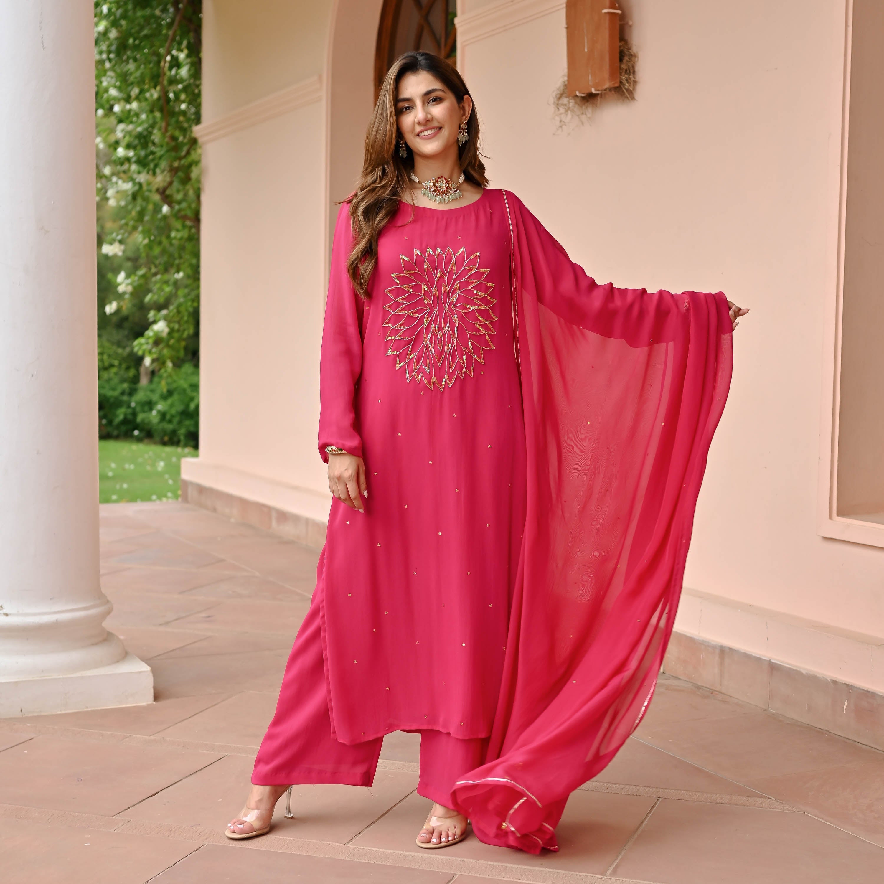 Pink Charm Georgette Suit Set