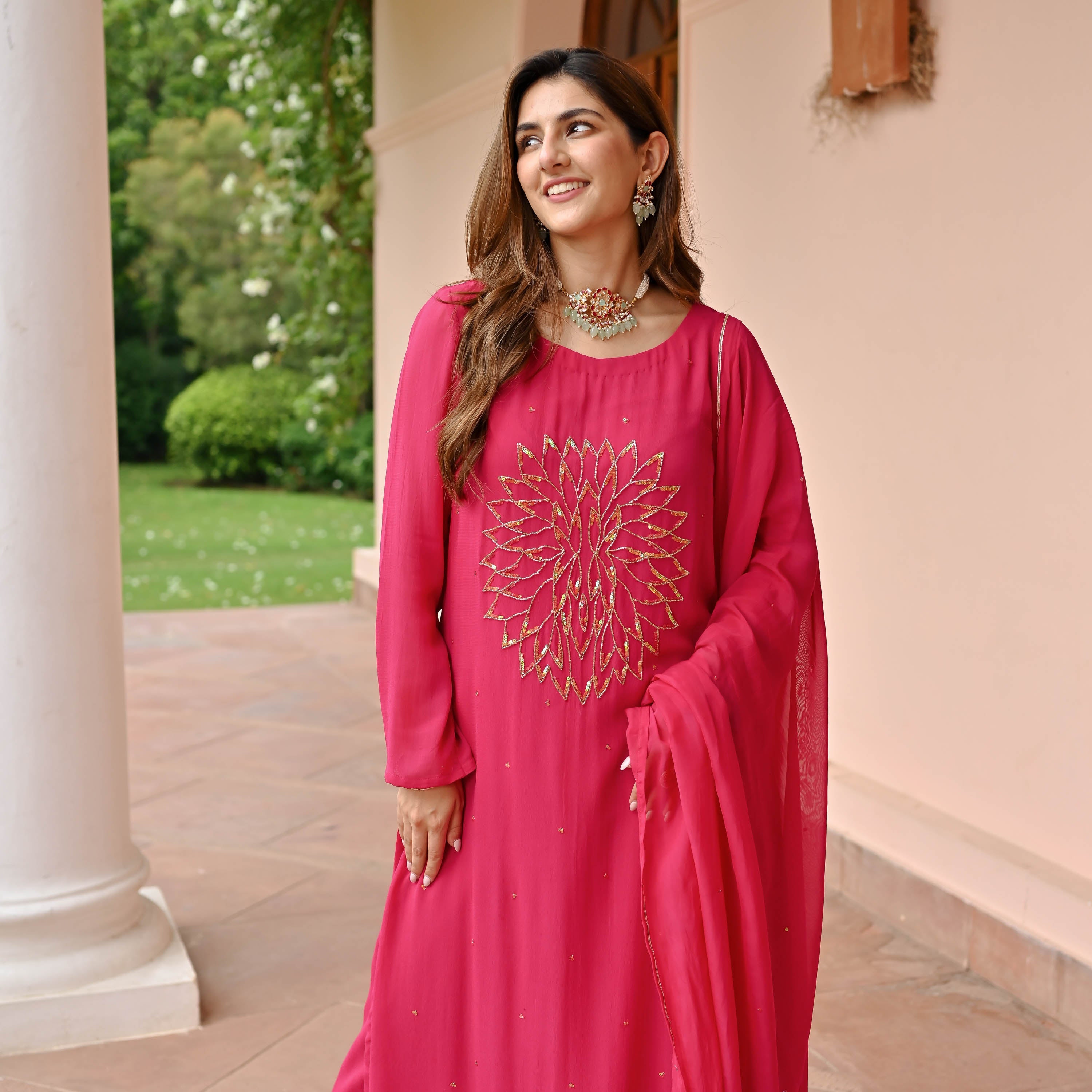 Pink Charm Georgette Suit Set