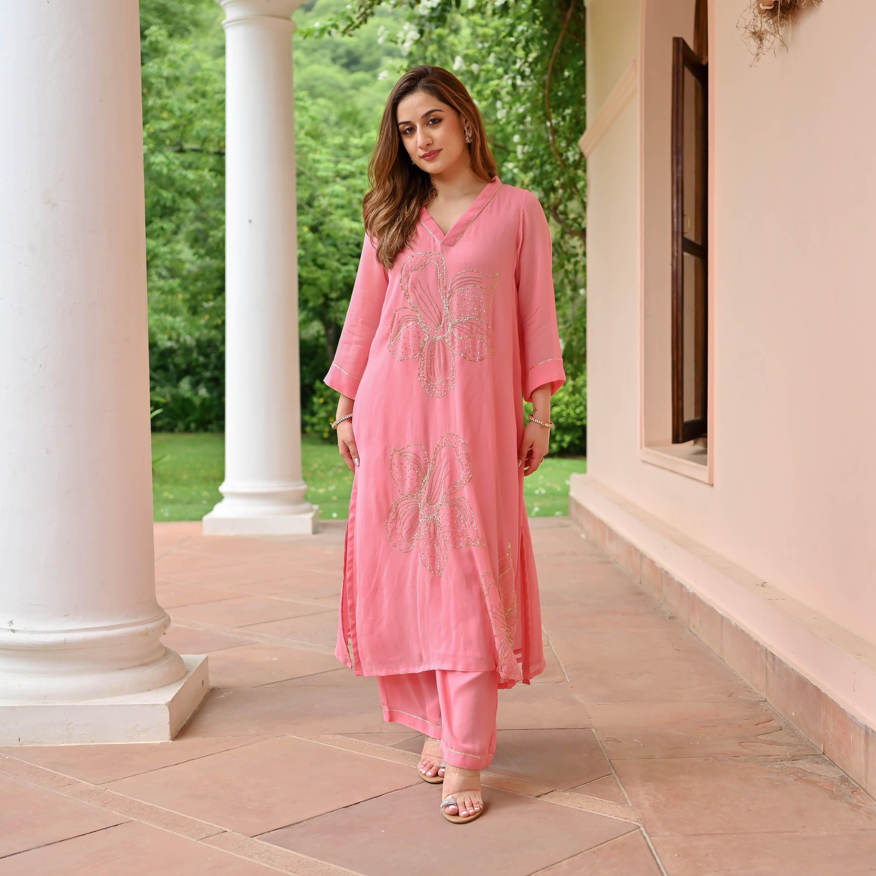Blush Glow Georgette Kurta Set