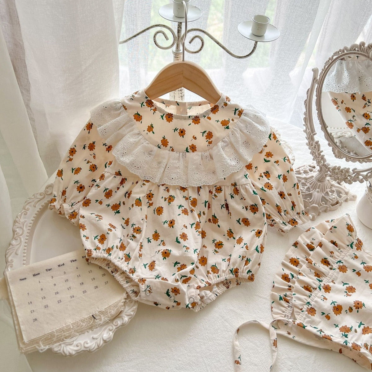 Stella Baby Girls Frill Romper With Cap