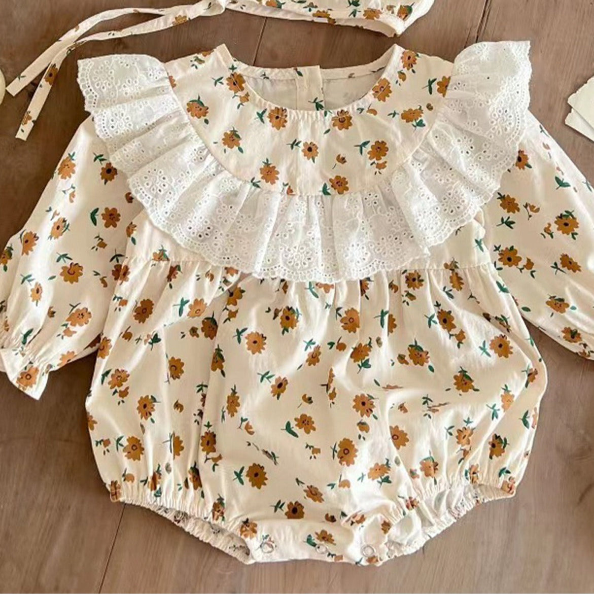 Stella Baby Girls Frill Romper With Cap