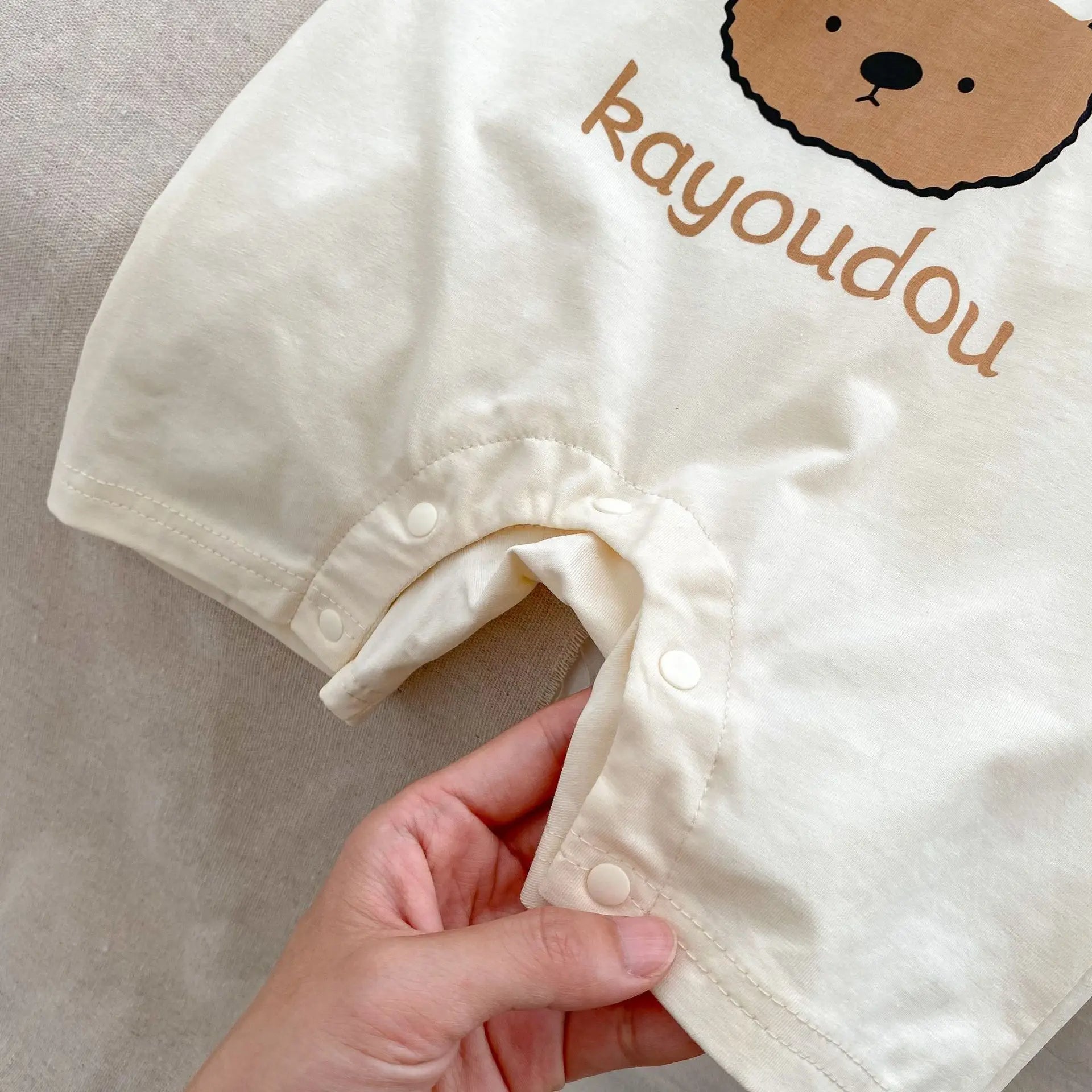 Striped Bear Dungaree Style Boy Romper