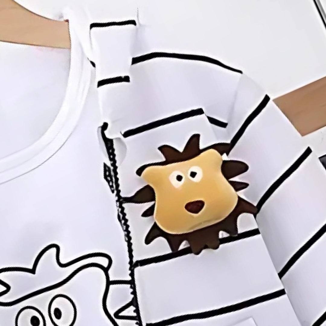 Striped Hooded Jacket Boys Three Piece Set