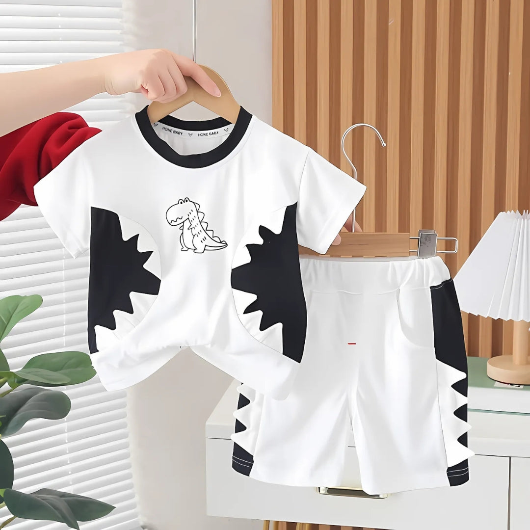 White Dino Comfy Casual Boys Set
