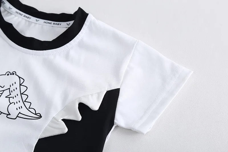 White Dino Comfy Casual Boys Set