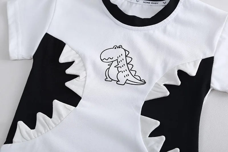 White Dino Comfy Casual Boys Set