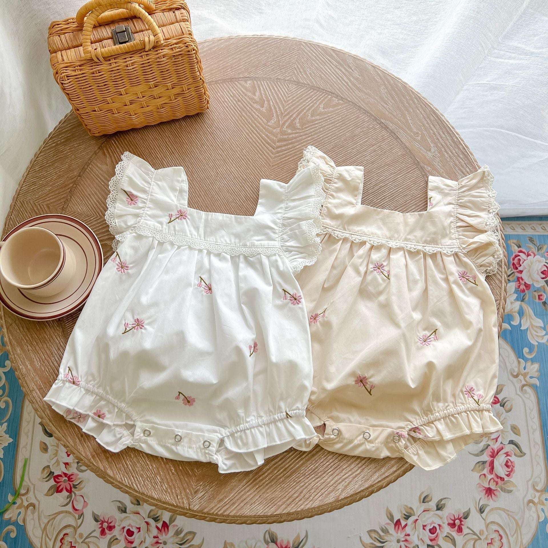 White Lace Baby Girls Romper