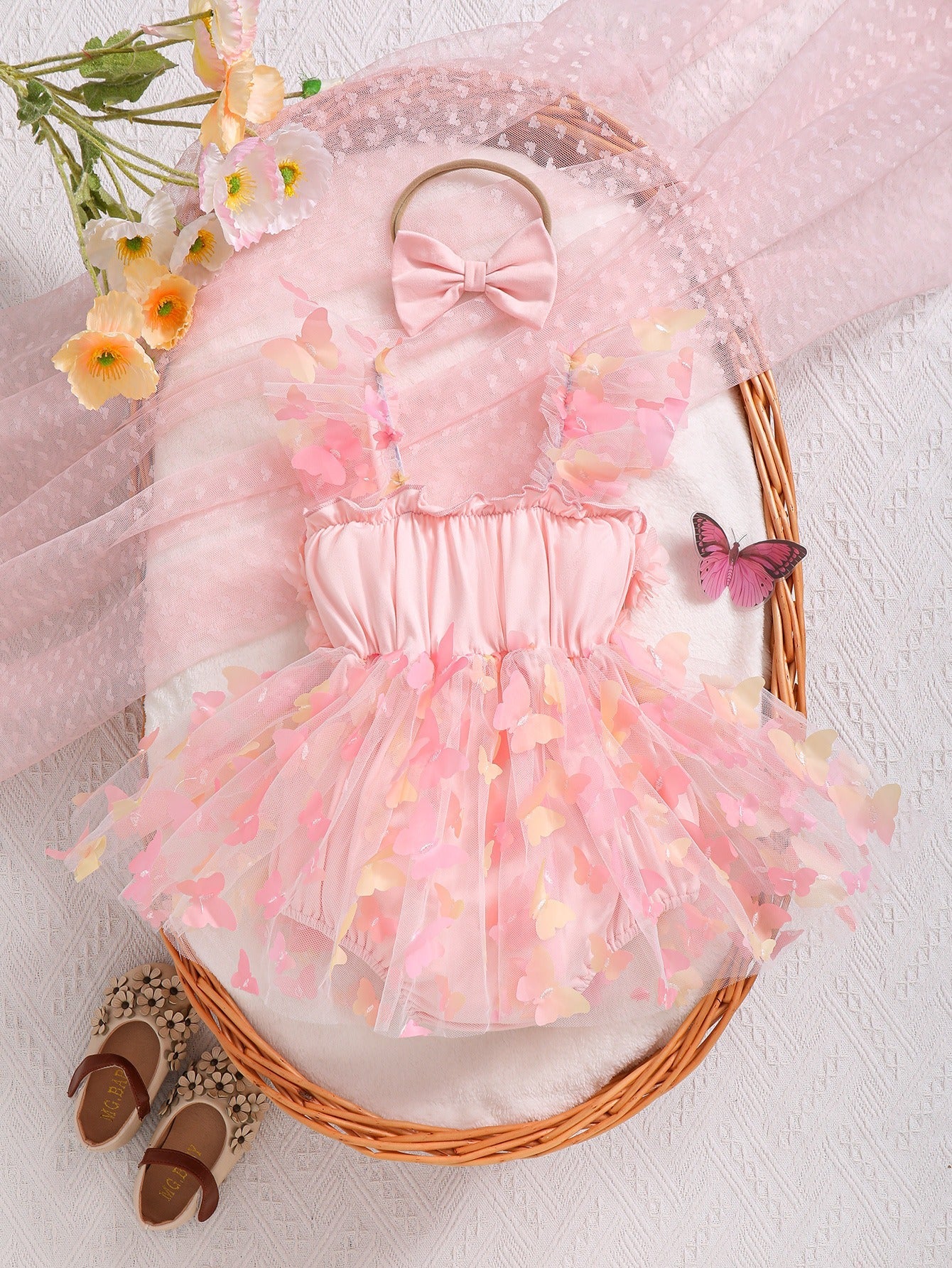 Butterfly Frill Baby Girls Romper Dress