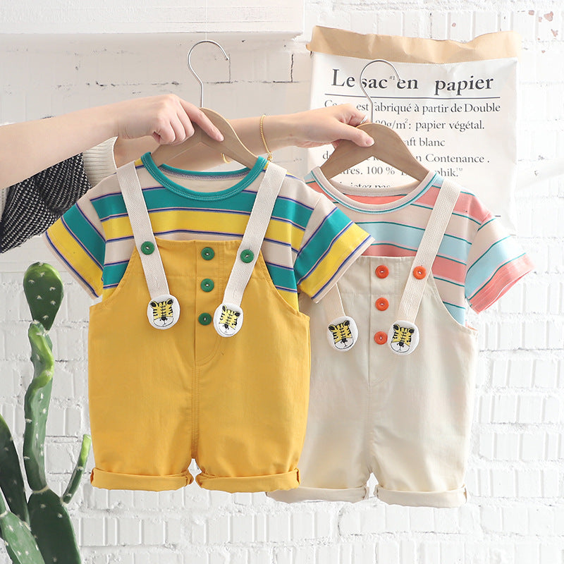 Striped Dungaree Set