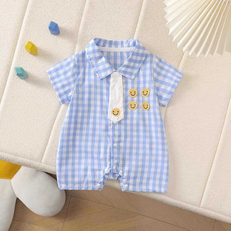 Tie & Checks Baby Boys Romper