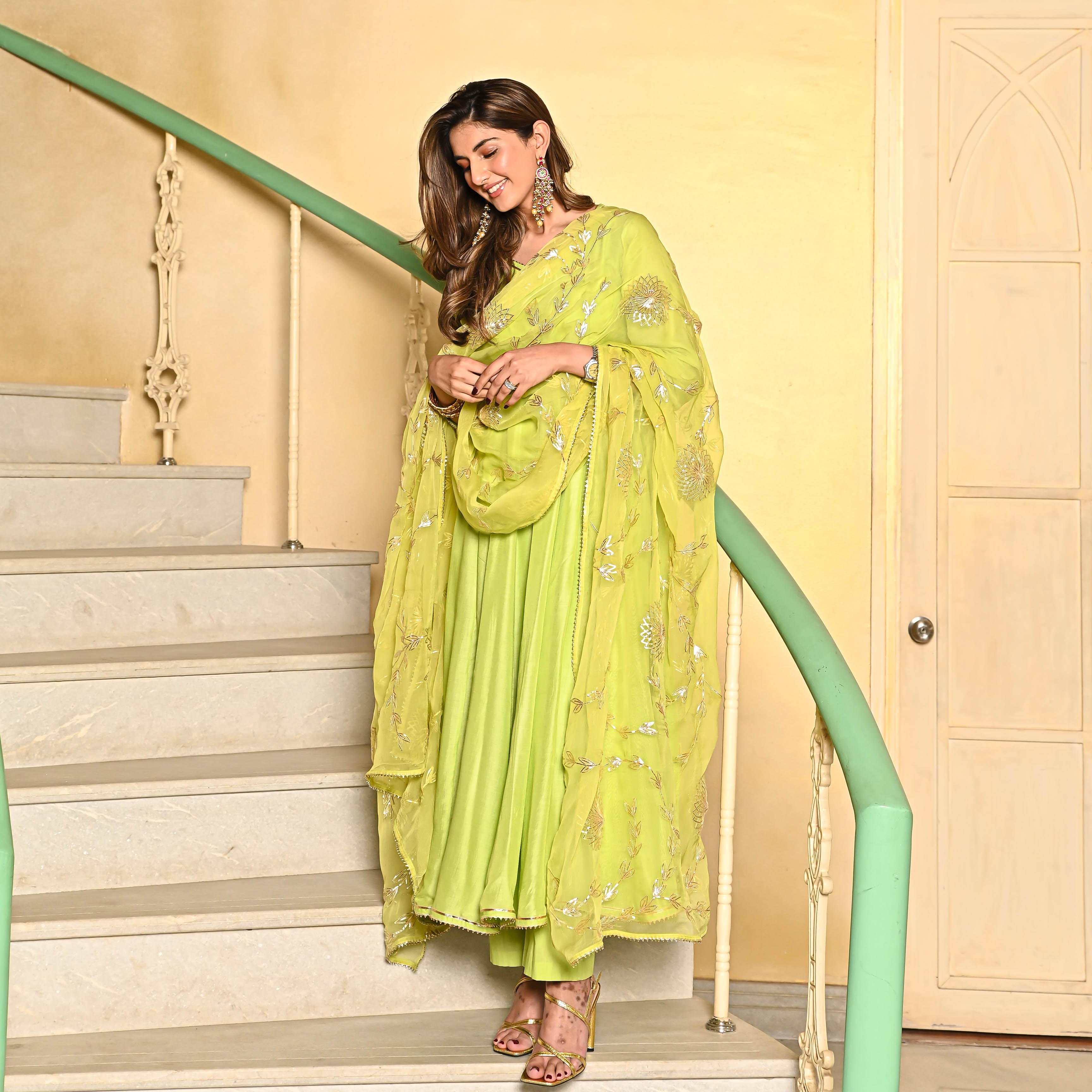 Bunaai Green Gotta Salwar Suit