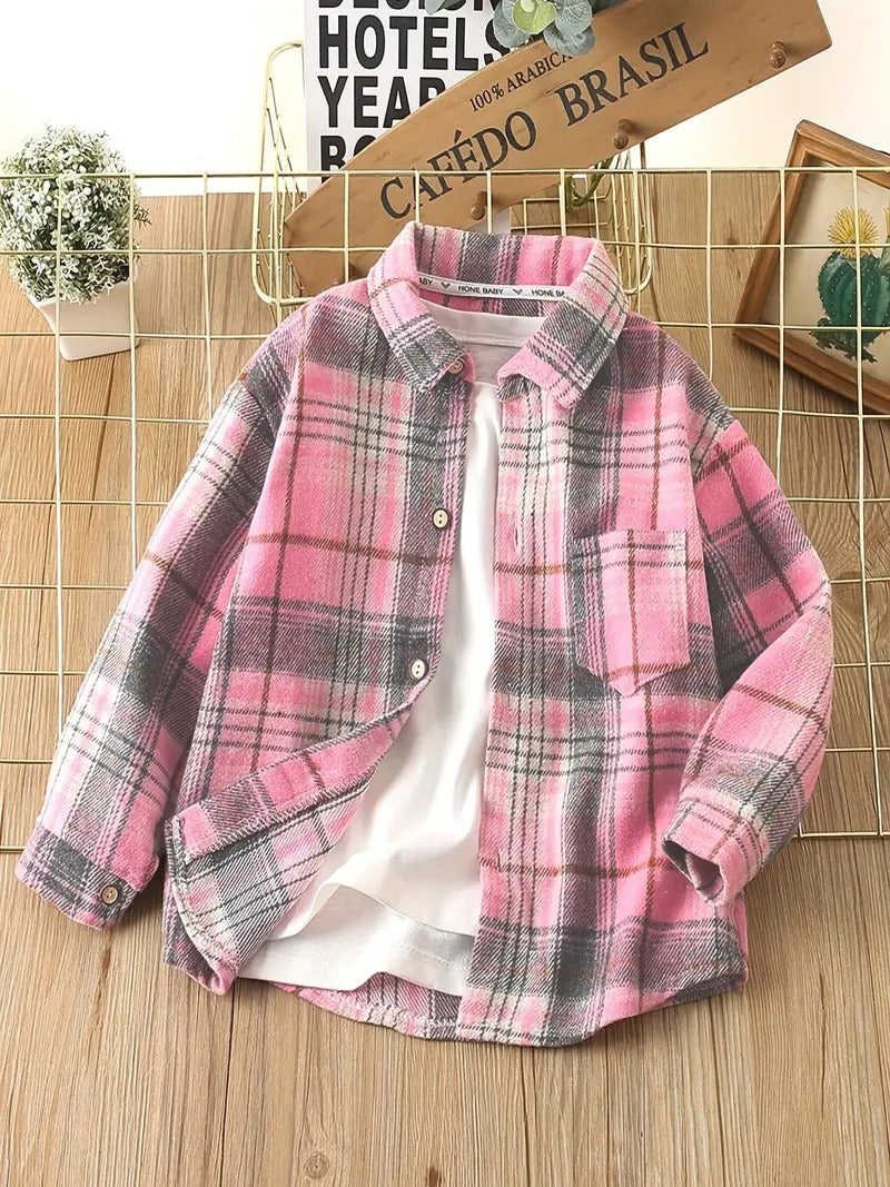 Pink Plaid Jacket Boys Shirt