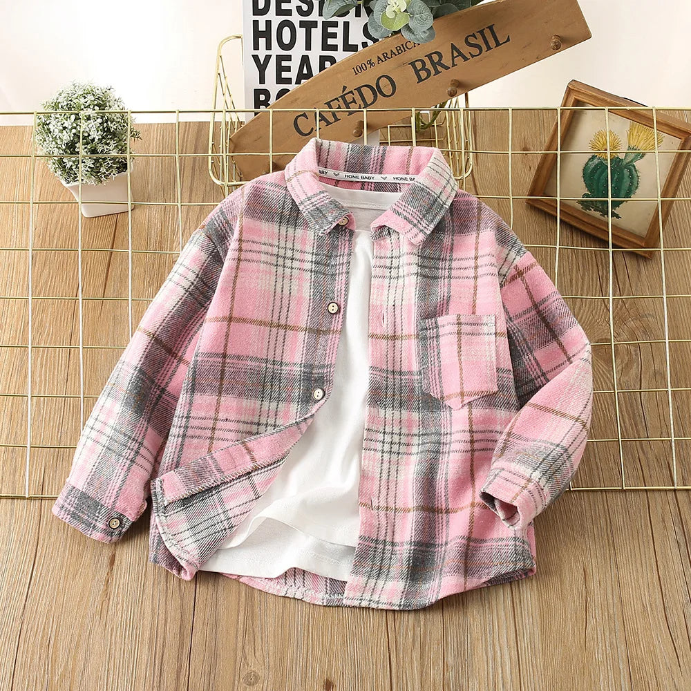 Pink Plaid Jacket Boys Shirt