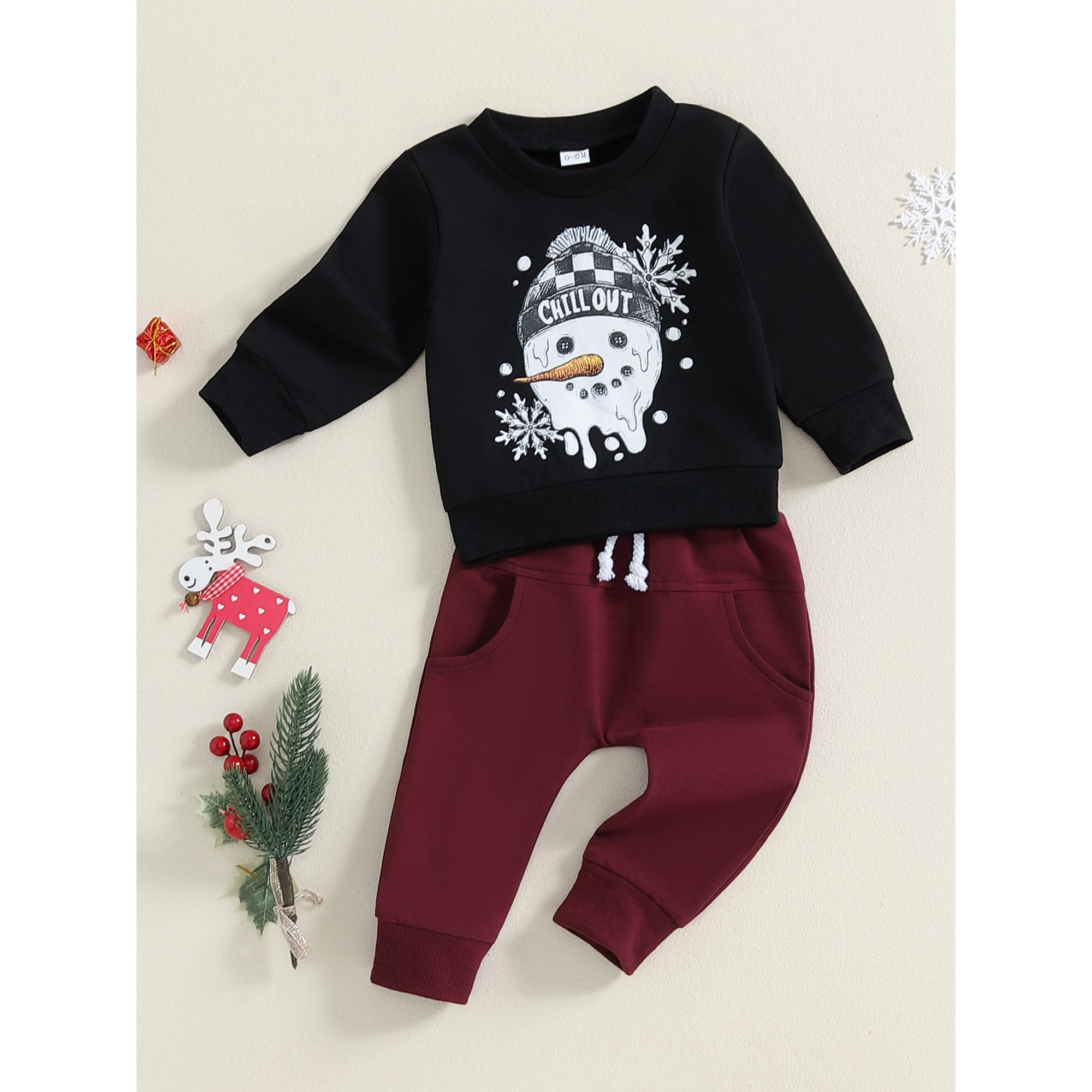 Snowman Baby Boys Sweatshirt and Bottom Set